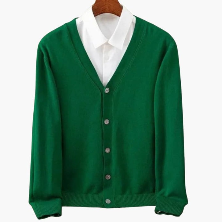 Men’s V-Neck Button-Front Cardigan – Classic Knit Layer