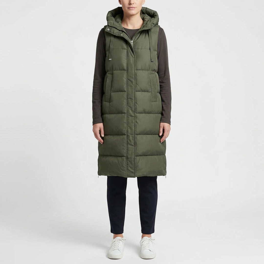 Midi-Length Padded Gilet - Hazel