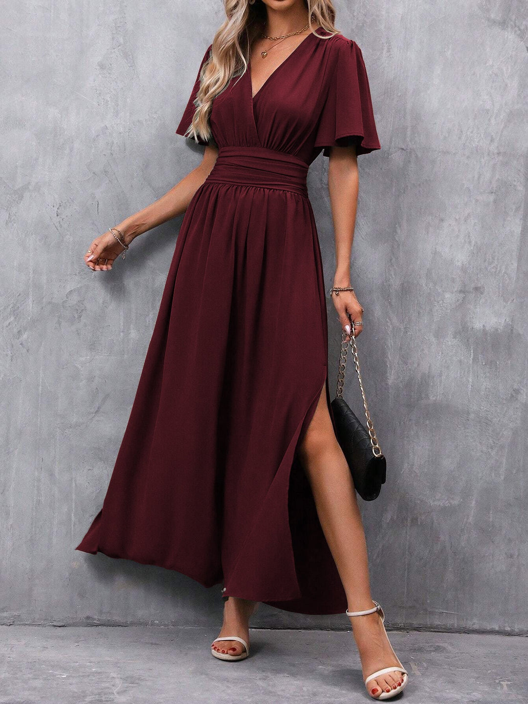 Women’s Elegant V-Neck Maxi Dress