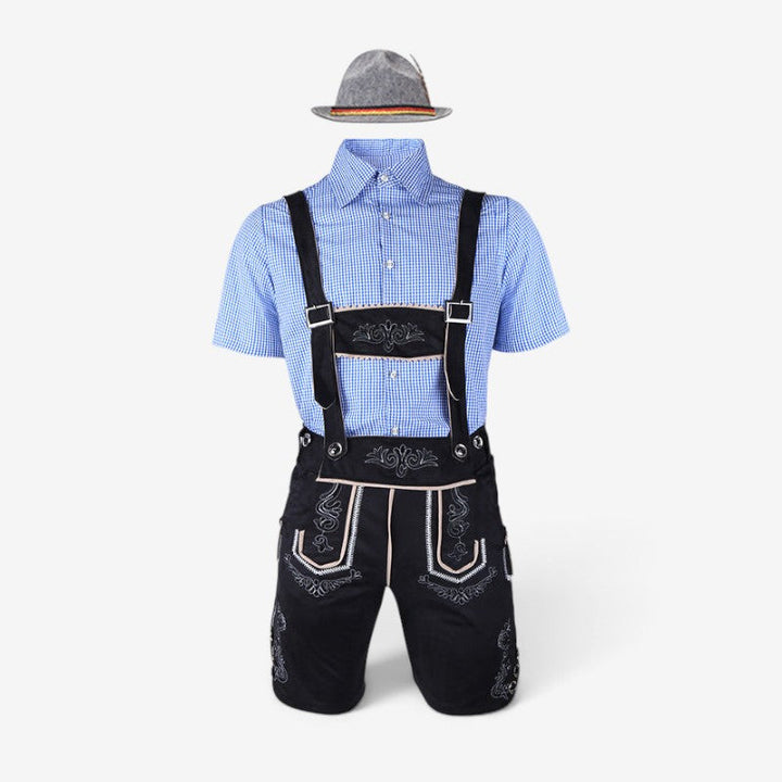 Bavarian men's costume set with lederhosen and shirt