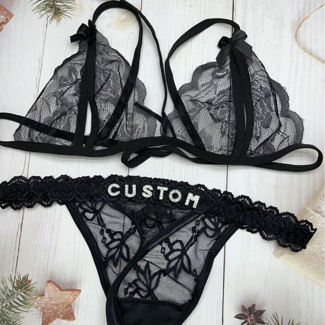 LaceFlair Personalised Lace Lingerie with Crystal Letters