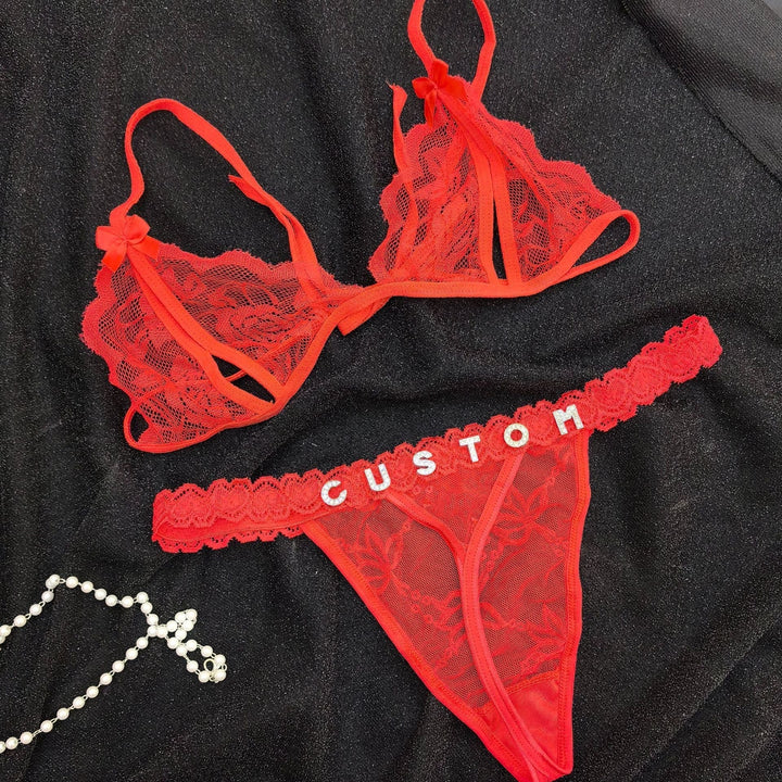 LaceFlair Personalised Lace Lingerie with Crystal Letters