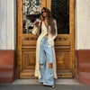 Women’s Knitted Hollow Flare Sleeve Long Cardigan