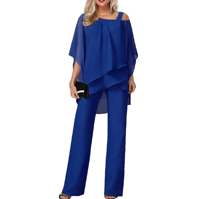 Women’s Jumpsuit with Cold Shoulder and Wide-Leg Pants