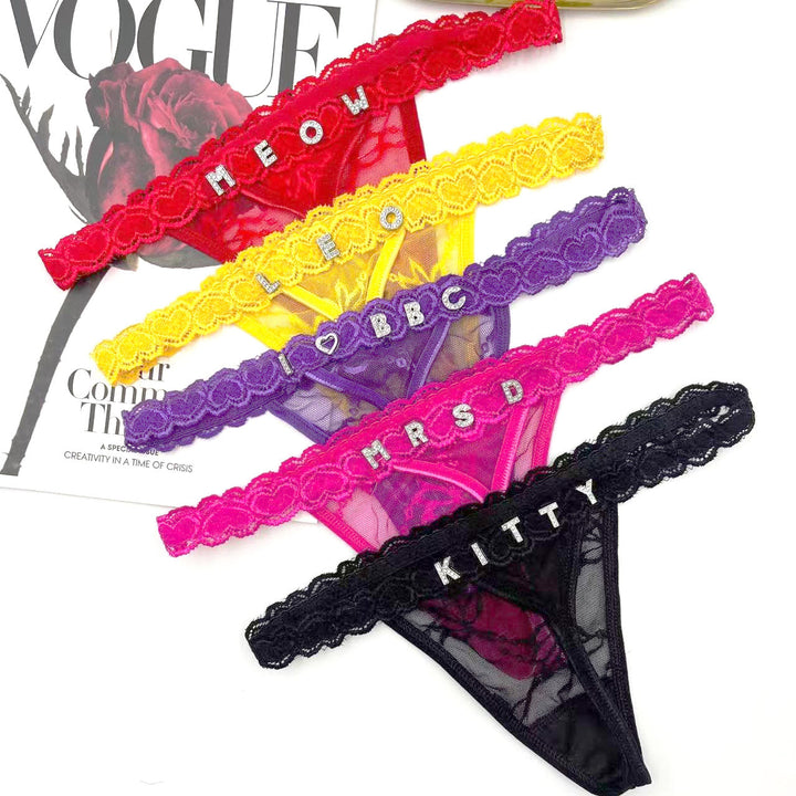 LaceFlair Personalised Lace Lingerie with Crystal Letters