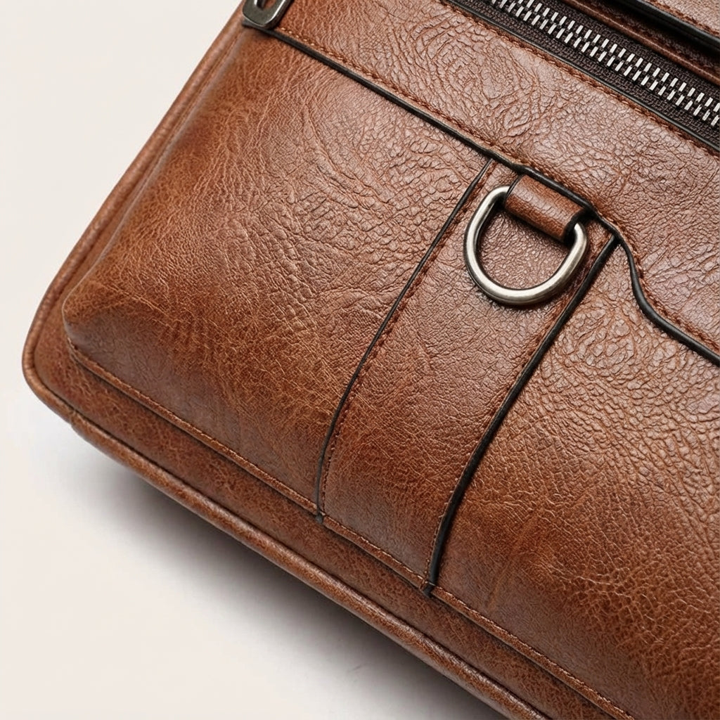 PU Leather Laptop Bag With Shoulder Strap - MetroBrief