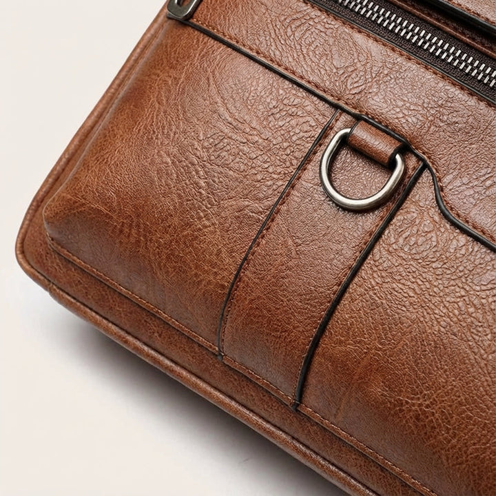 PU Leather Laptop Bag With Shoulder Strap - MetroBrief