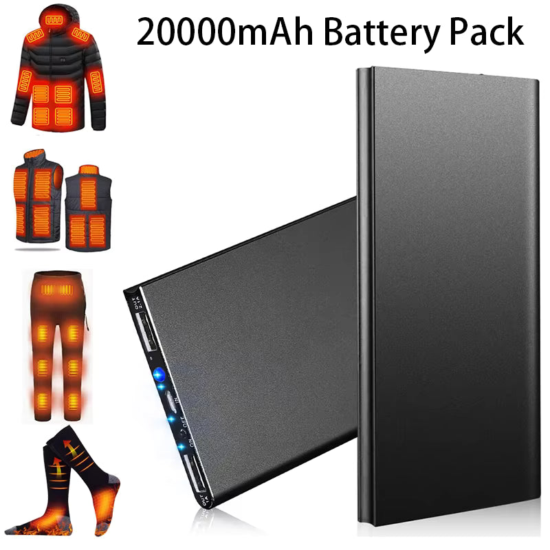 20,000 mAh power bank with 74 W and two USB ports for heated jackets
