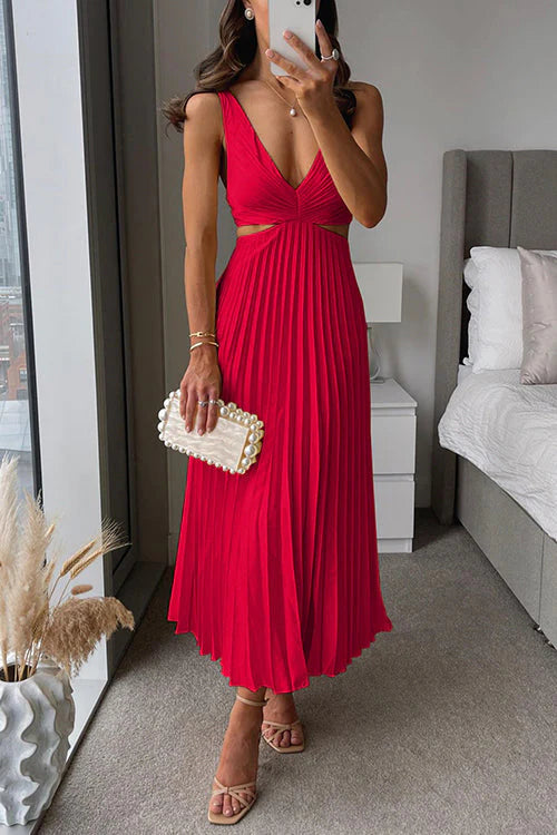 Women's Pleated Maxi Dress Elegant & Flowy
