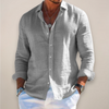 Relaxed linen men's shirt with button fastening and long sleeves