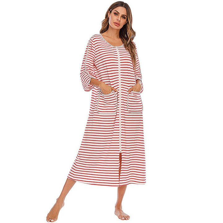 Hooded Dressing Gown with Zip