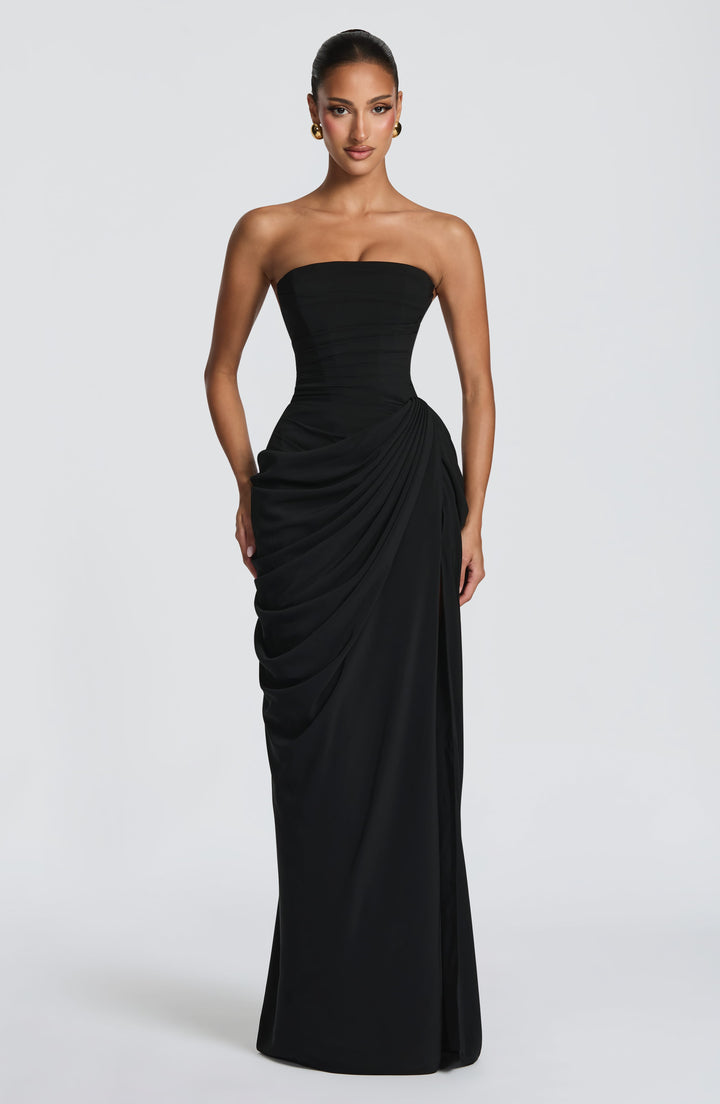 Lois strapless corset maxi dress with high slit
