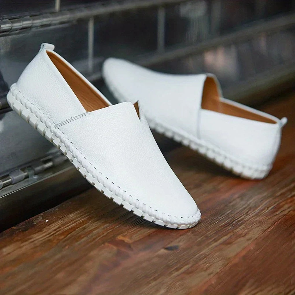 Elegant Loafers Matte Genuine Leather Slip Ons