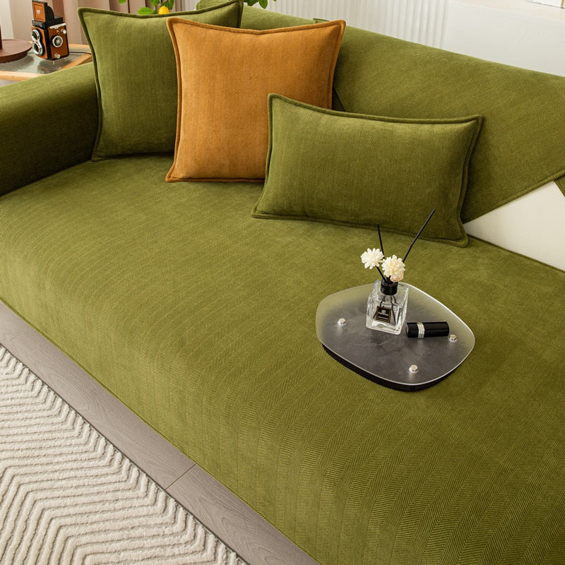 Non-Slip Chenille Sofa Cover – Stays in Place, 3 Sizes, Various Colours