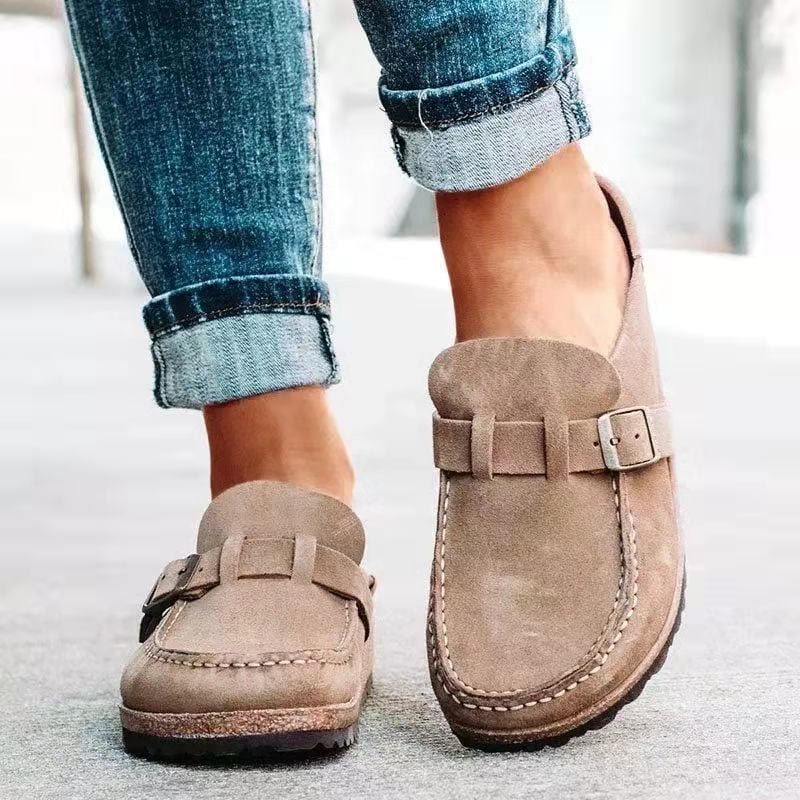 Retro Suede Slip-On Sandals with Orthopaedic Comfort - Solenza