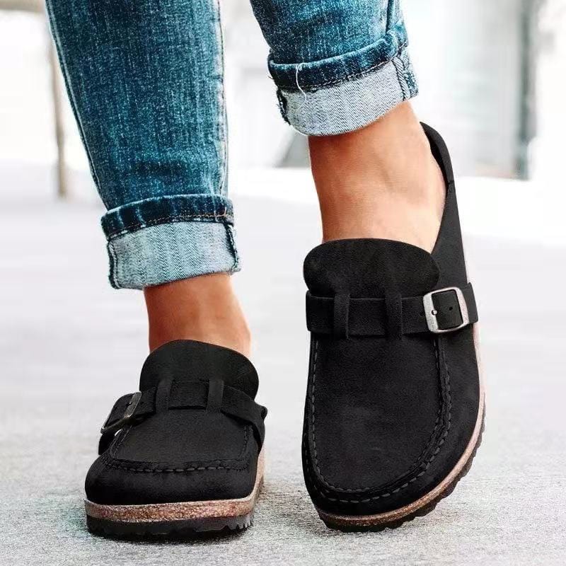 Retro Suede Slip-On Sandals with Orthopaedic Comfort - Solenza
