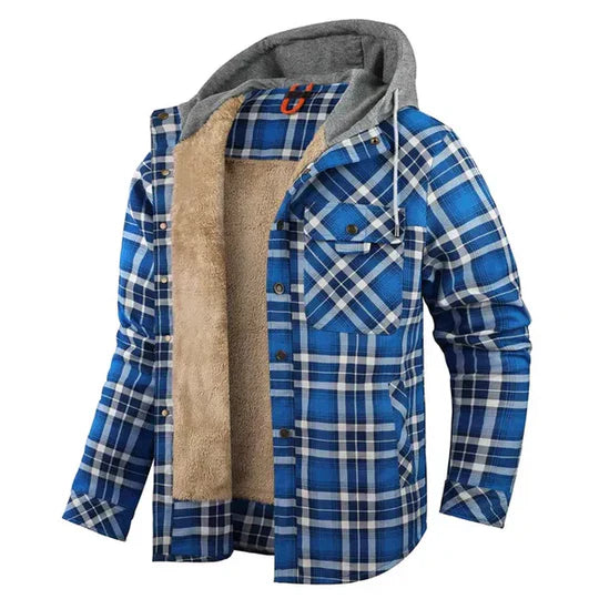 Men’s Plaid Hooded Shirt Jacket
