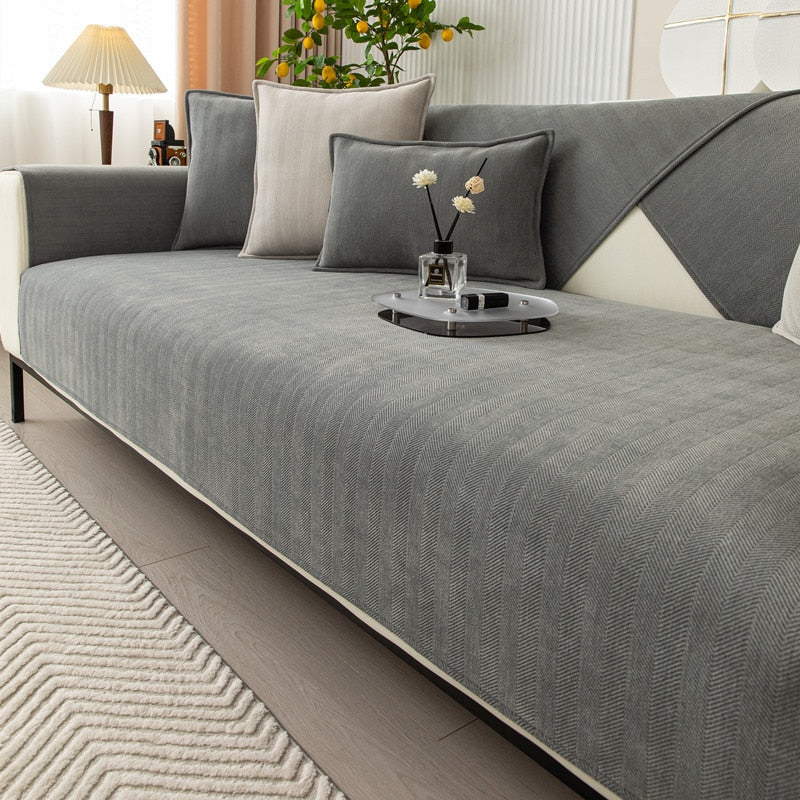 Non-Slip Chenille Sofa Cover – Stays in Place, 3 Sizes, Various Colours