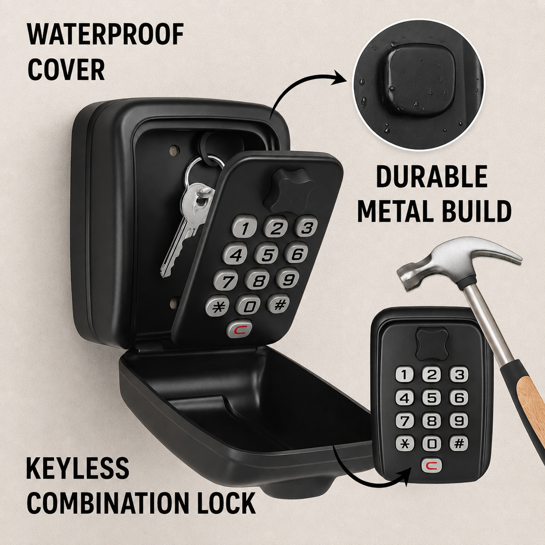 Key Safe with Code | Weatherproof Metal | Adjustable Combination Lock