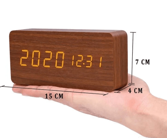 WoodSense Wooden LED Clock – Voice Control & Style for Every Room