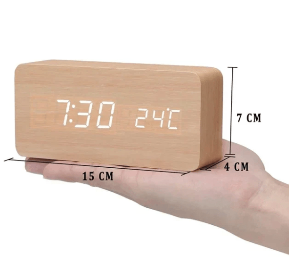 WoodSense Wooden LED Clock – Voice Control & Style for Every Room