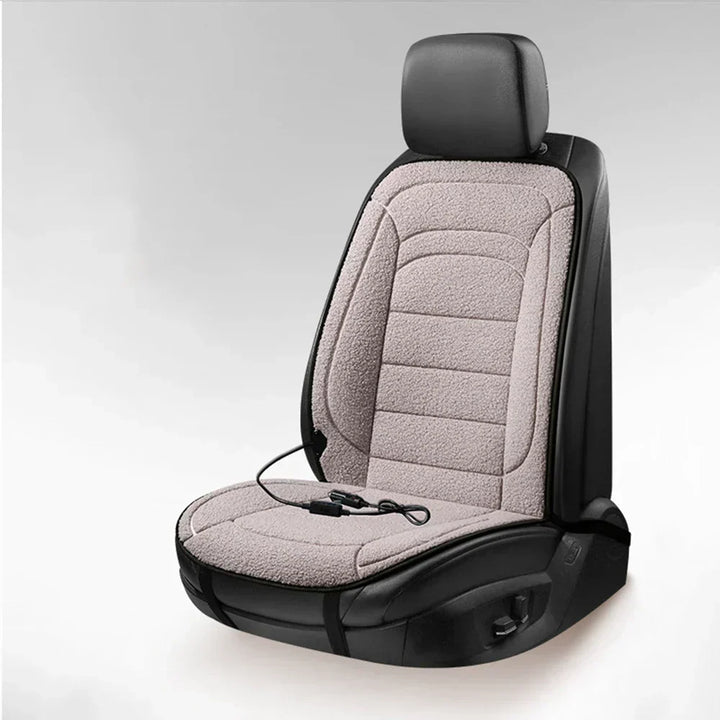 Heated car seat cushion in soft plush, 2 settings