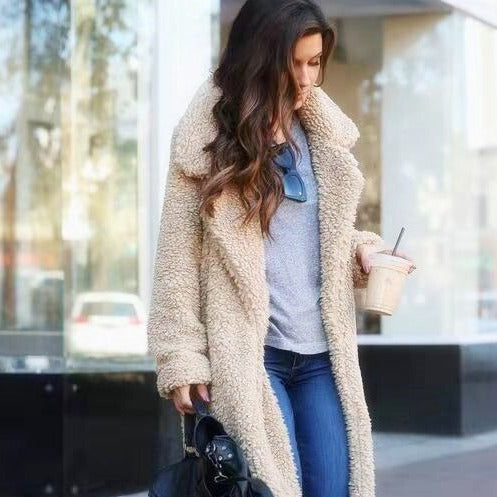 Trendy Warm Long Teddy Coat for Women - Isla