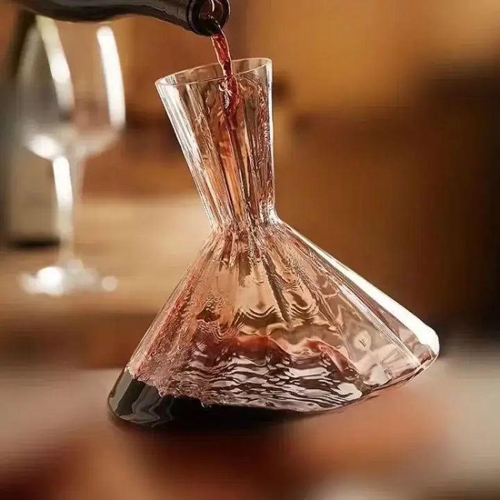 LuxeSwirl Crystal Decanter | 360° Rotating Glass Carafe for Wine, Whisky and Champagne