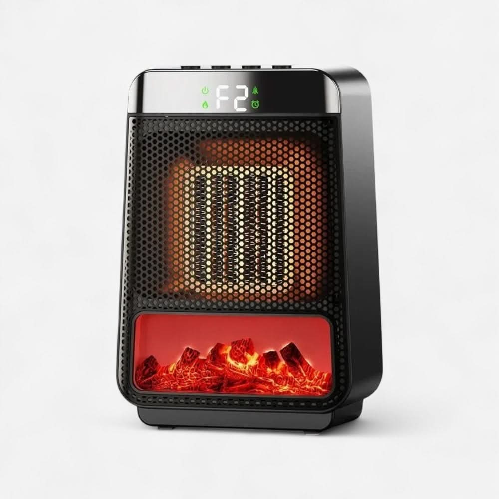 Compact fan heater with adjustable temperature