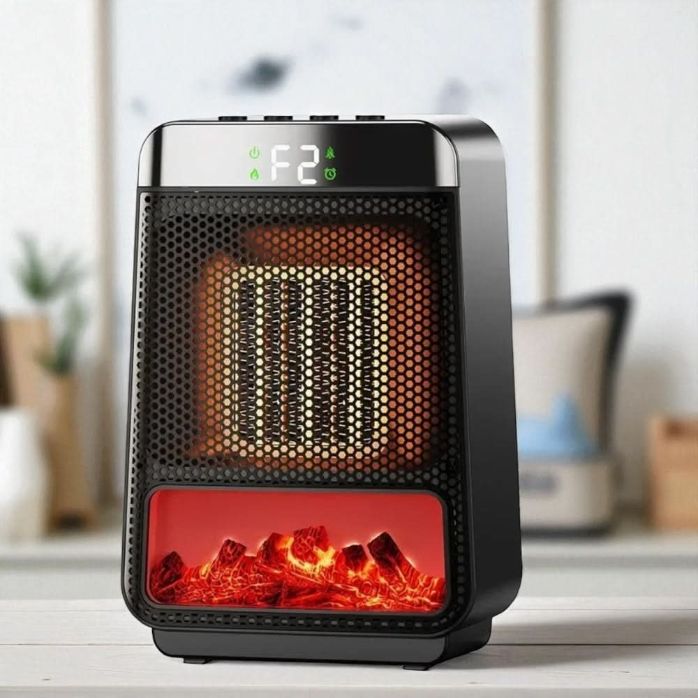 Compact fan heater with adjustable temperature