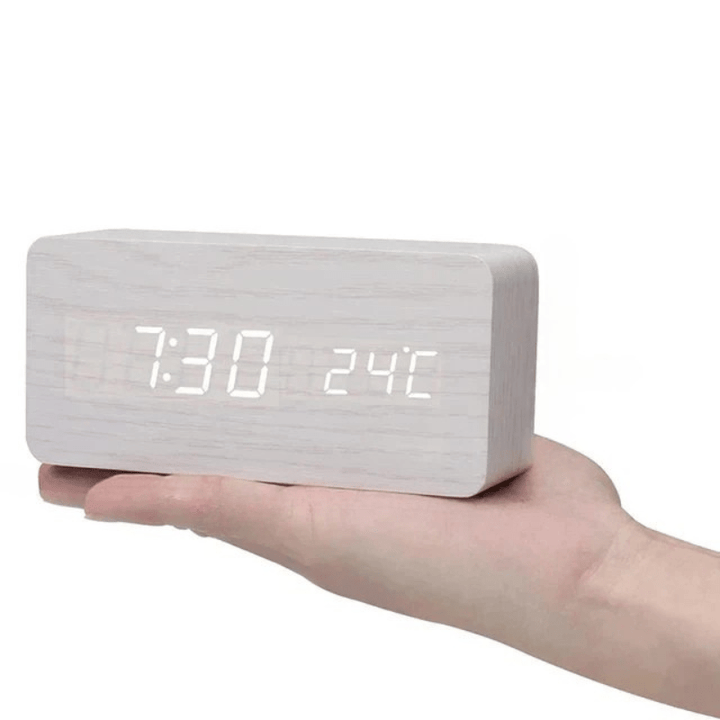 WoodSense Wooden LED Clock – Voice Control & Style for Every Room