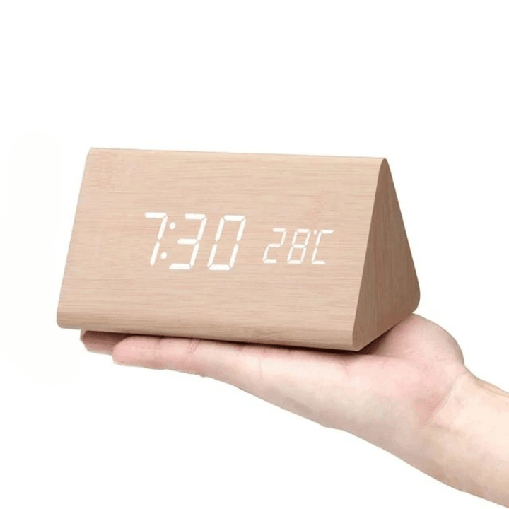 WoodSense Wooden LED Clock – Voice Control & Style for Every Room