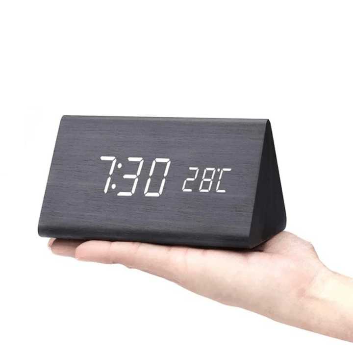 WoodSense Wooden LED Clock – Voice Control & Style for Every Room
