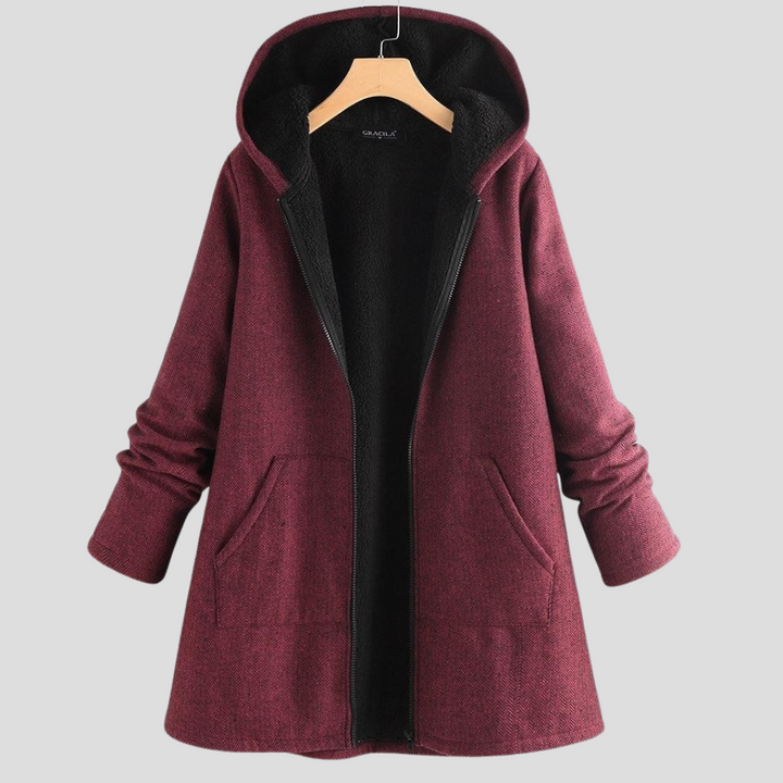 Women’s “Solid Fleece Hooded Coat”