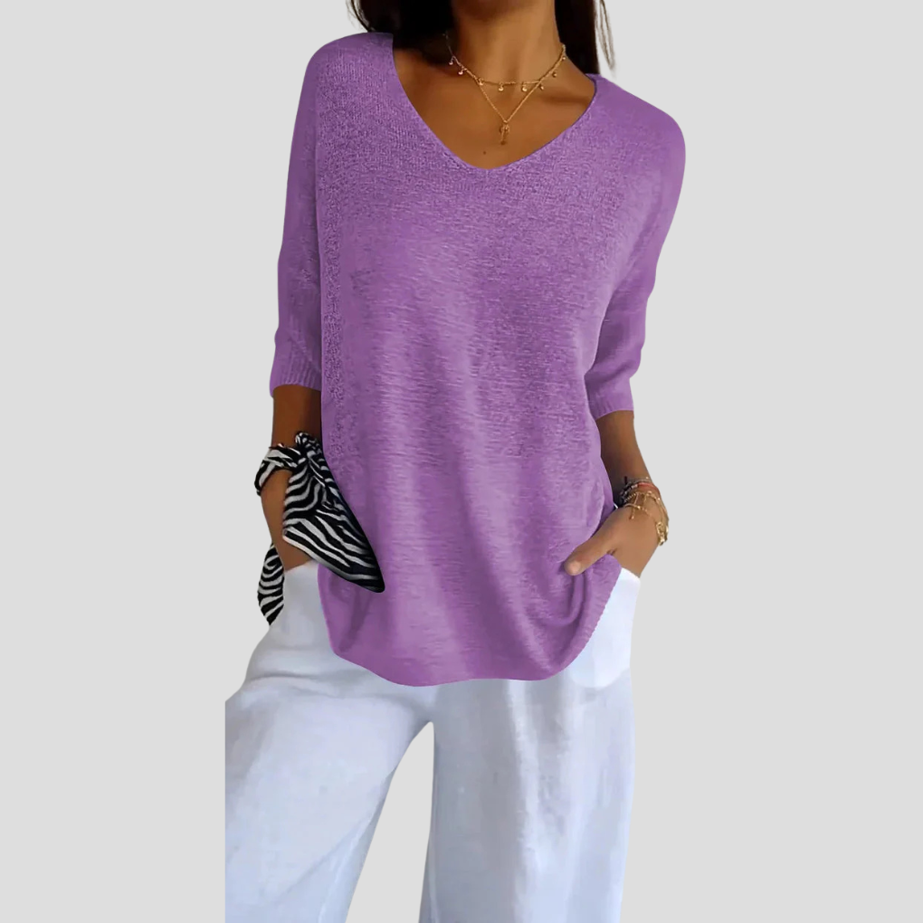Women’s Knit V-Neck Top – Casual Style with Everyday Flair