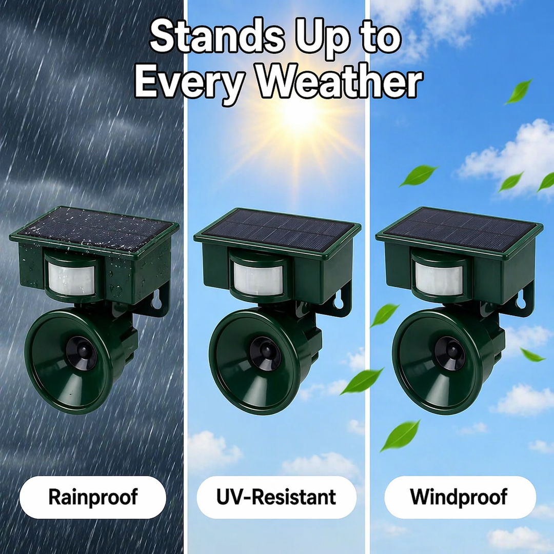 Bird Repeller | Solar-Powered Motion Detector | Animal-Friendly Hawk Calls