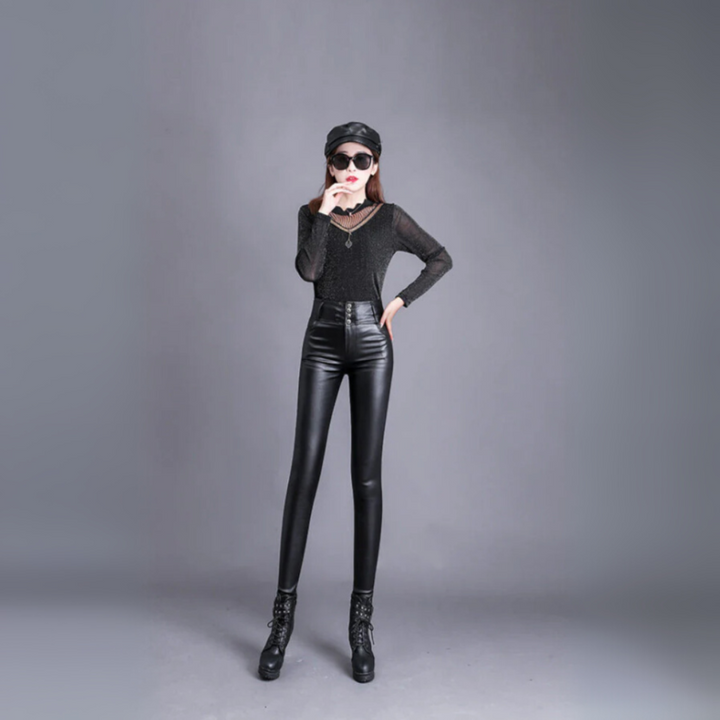 Women’s Stylish High‑Waist PU Leather Pants