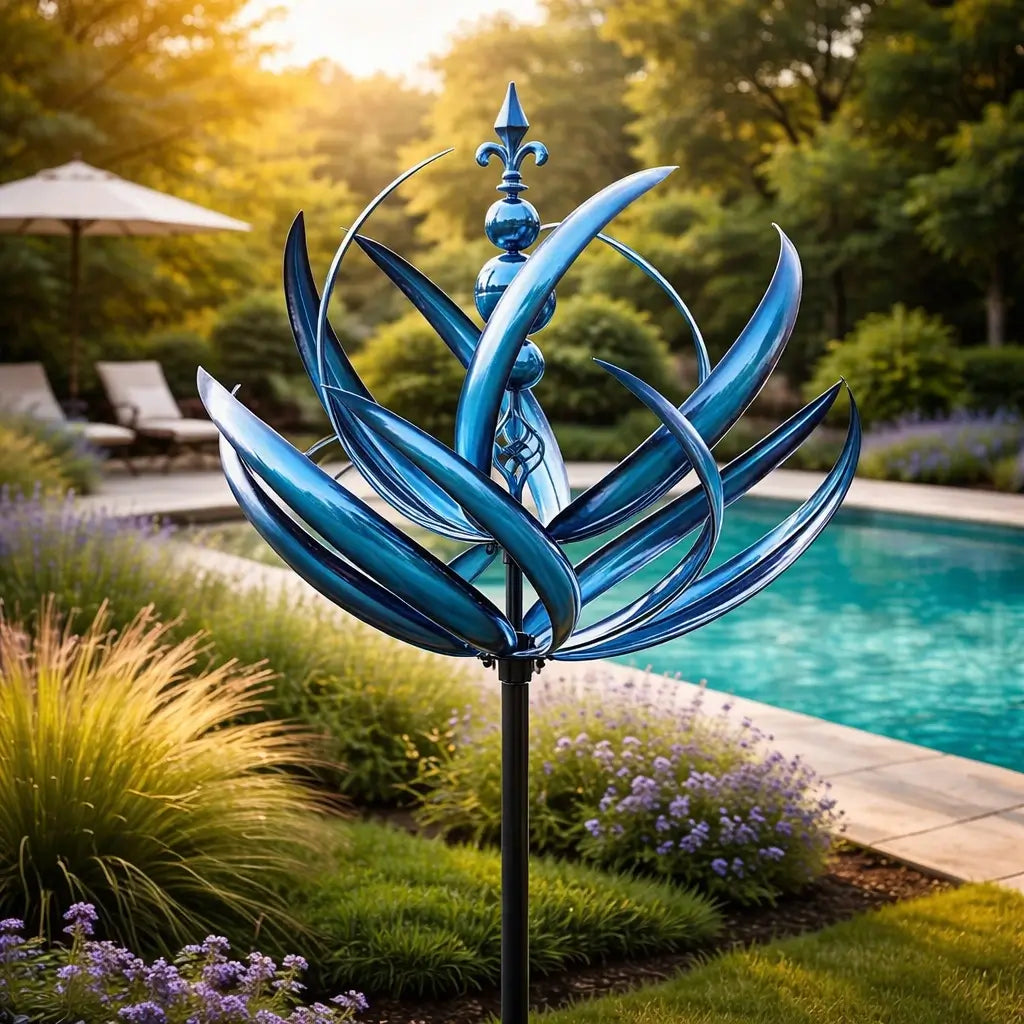 Weathervane: Metal Lotus Wind Spinner – Rust-Resistant Garden Decoration