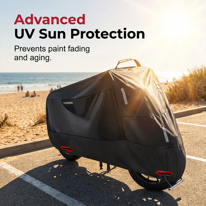 Weatherproof motorcycle cover | Oxford fabric | Reflective stripes & lock holes