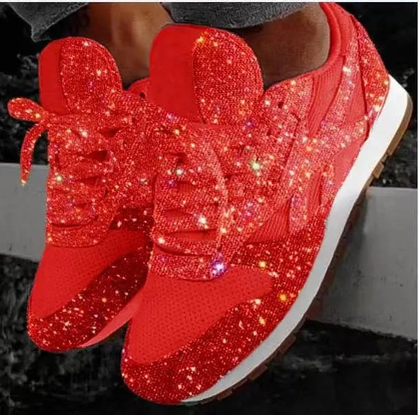 Women's Glitter Trainers with Sporty Comfort - Leona