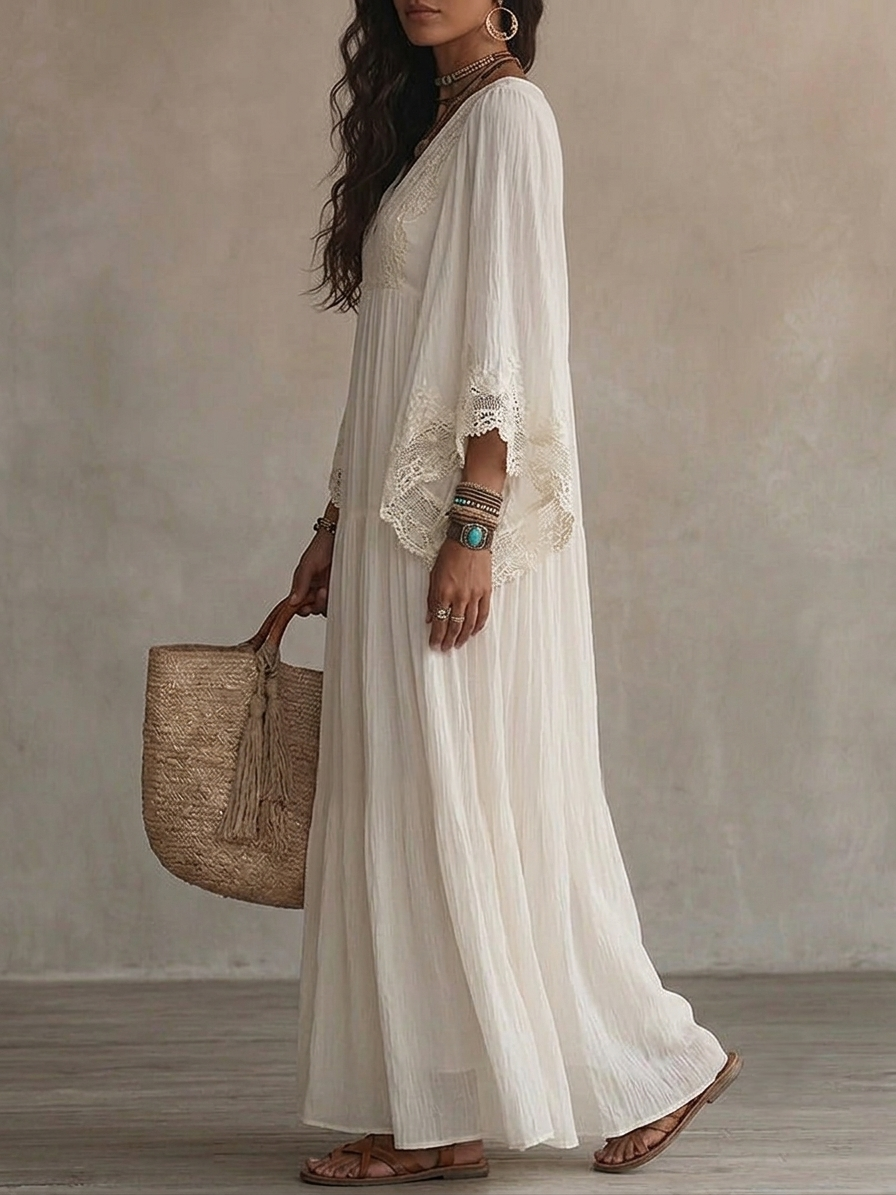 Liora™ | Tummy-Concealing Bohemian Lace Dress