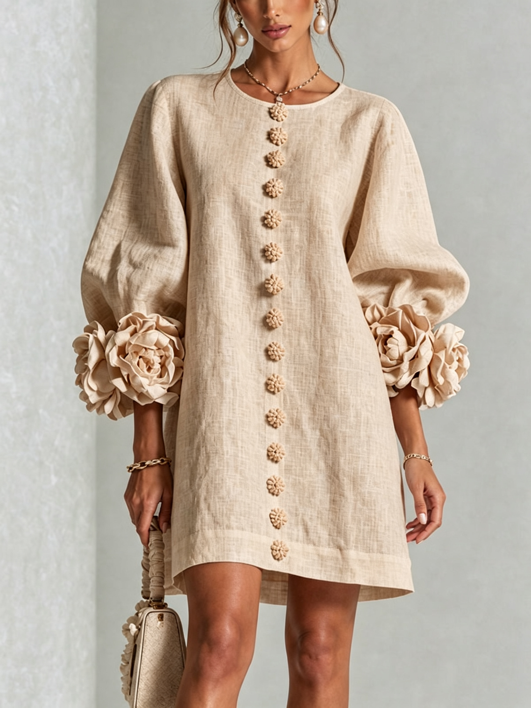 Boryana Colourful Mini Dress with Eye-Catching Ruffled Cuffs
