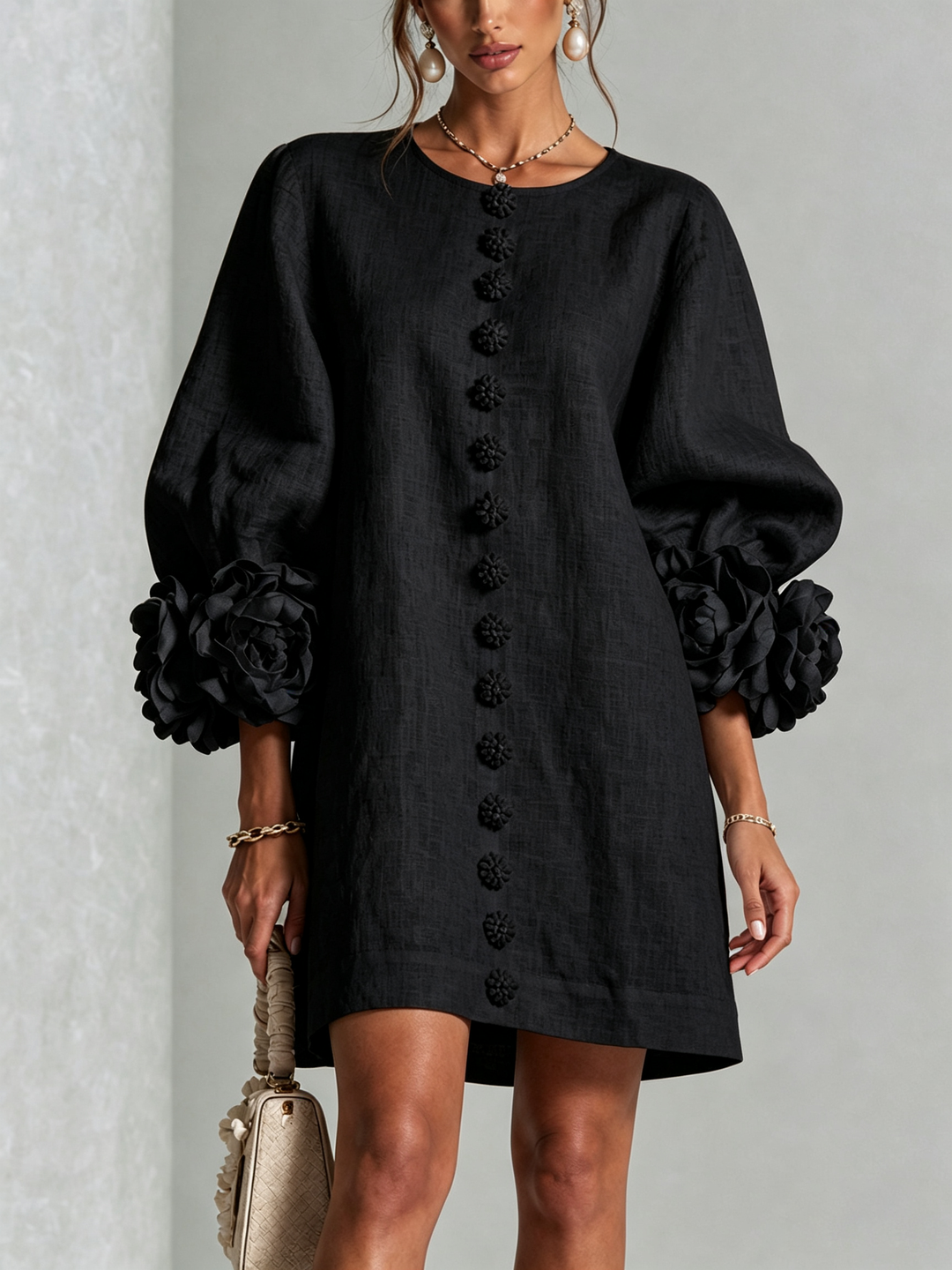 Boryana Colourful Mini Dress with Eye-Catching Ruffled Cuffs