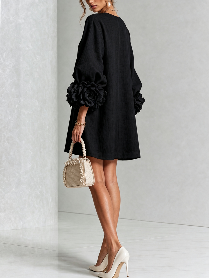 Boryana Colourful Mini Dress with Eye-Catching Ruffled Cuffs