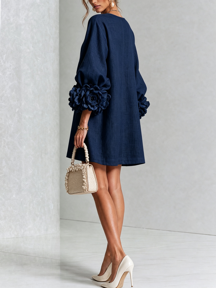 Boryana Colourful Mini Dress with Eye-Catching Ruffled Cuffs