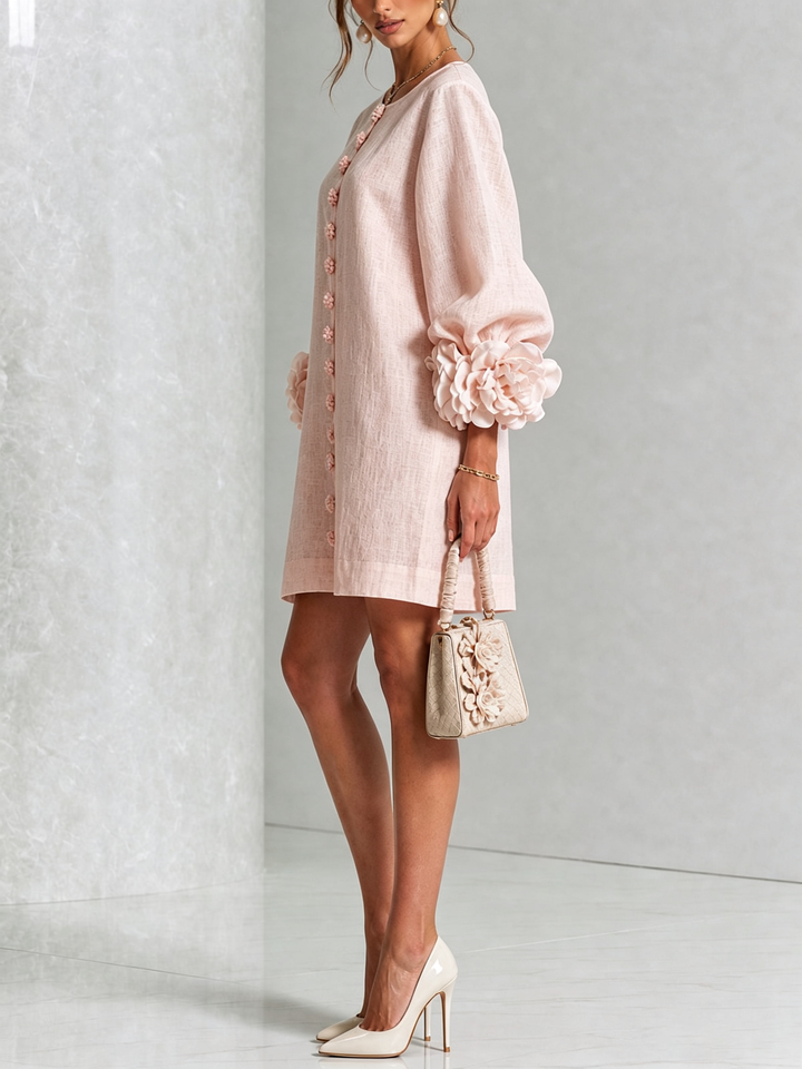 Boryana Colourful Mini Dress with Eye-Catching Ruffled Cuffs