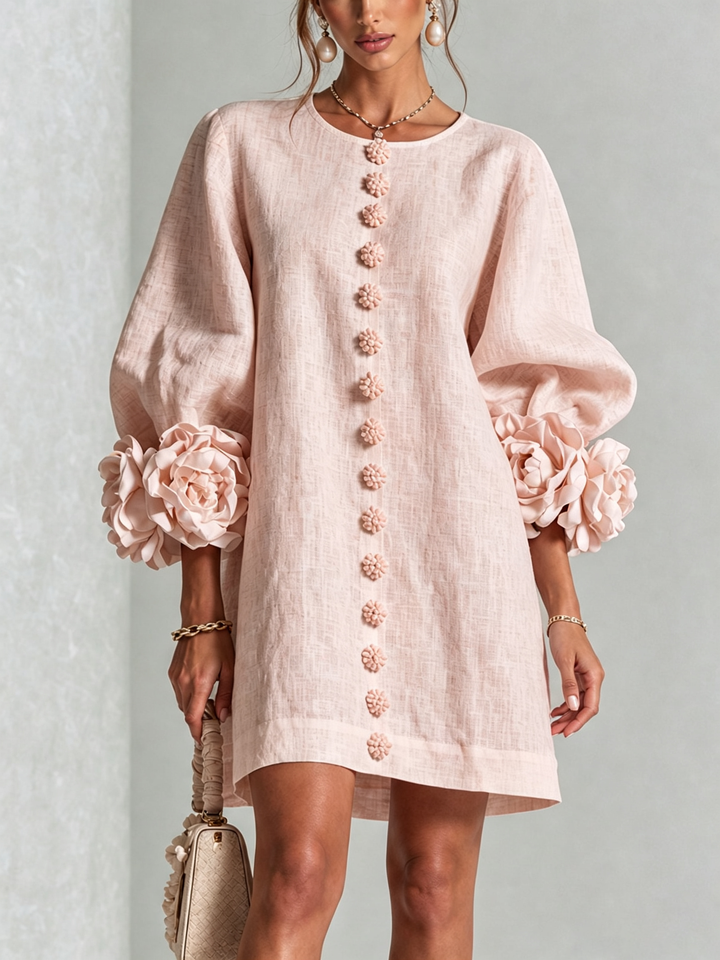 Boryana Colourful Mini Dress with Eye-Catching Ruffled Cuffs