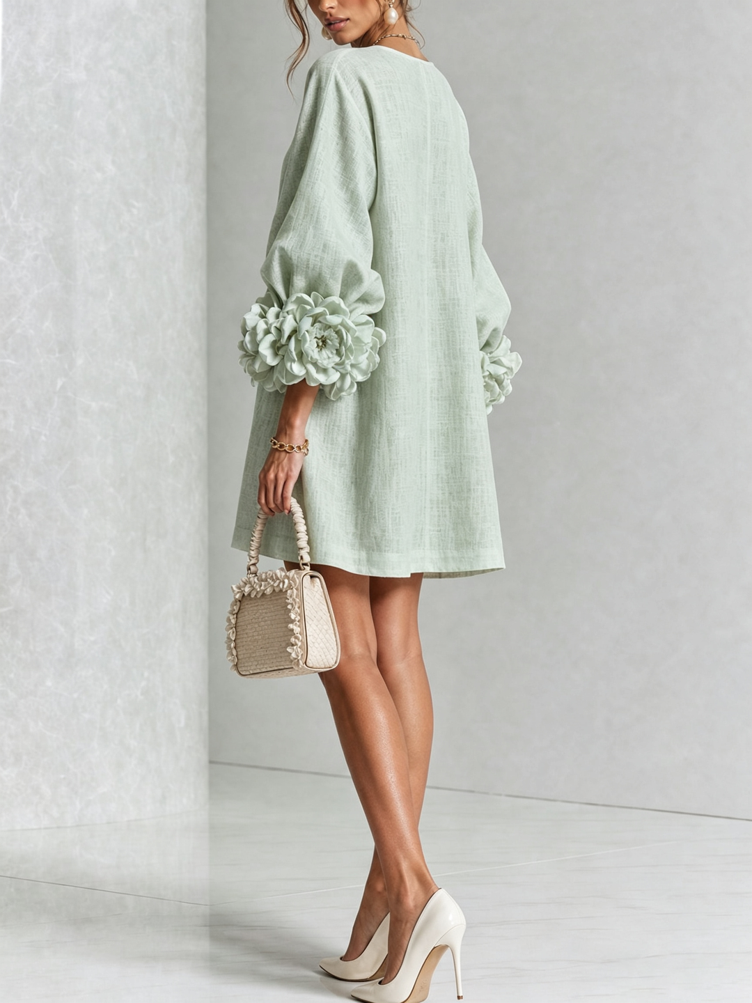 Boryana Colourful Mini Dress with Eye-Catching Ruffled Cuffs