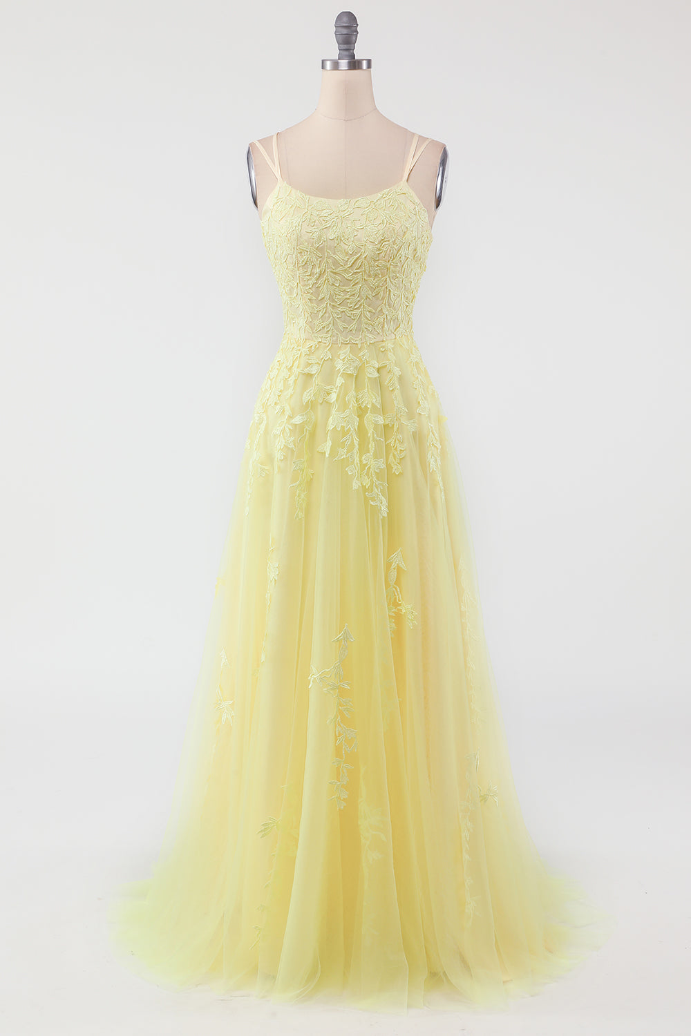 Fashionable Tulle Evening Gown with Appliqués - Victoria