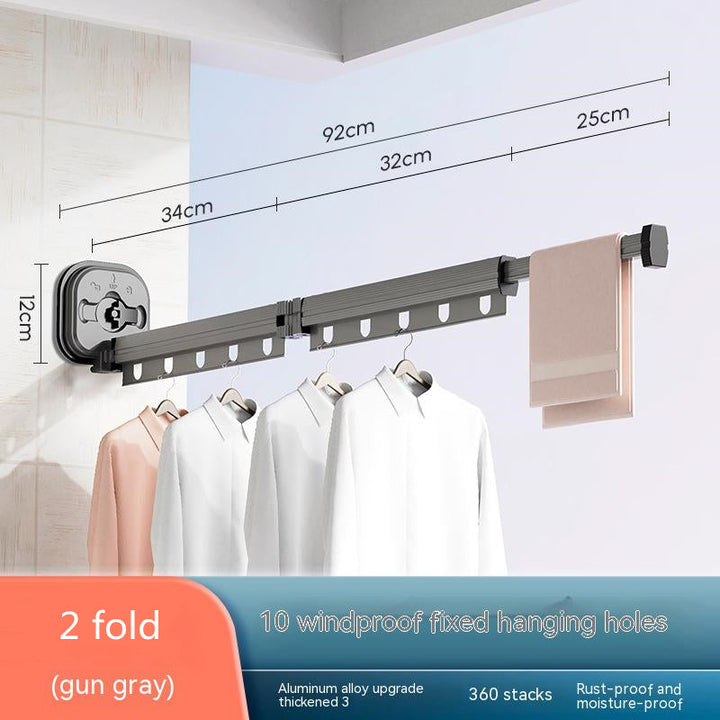 Foldaway drying rack with suction cup, no drilling into the wall